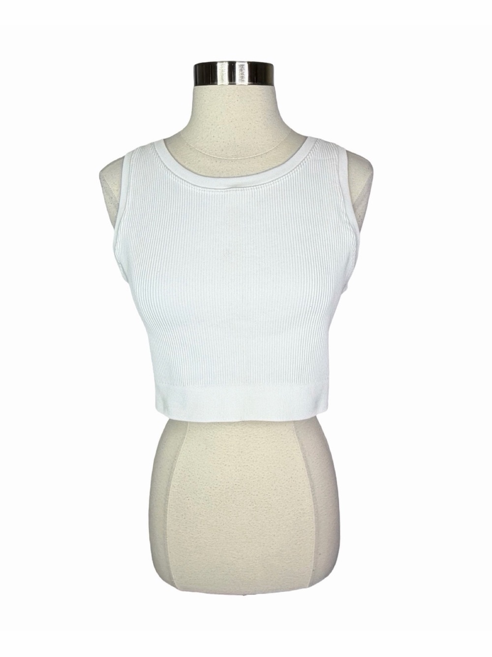 OFFLINE by aerie Medium Support Stretch Ribbed Crop Tank Top - Size XL - White